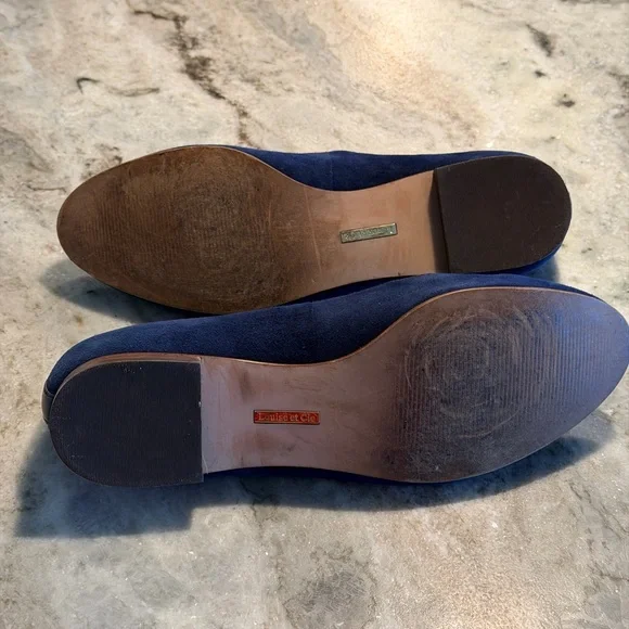 Louise et Cie Lo Anniston Navy Suede Leather Bow Slip on Loafer Flats.  VGUC - Picture 4 of 8